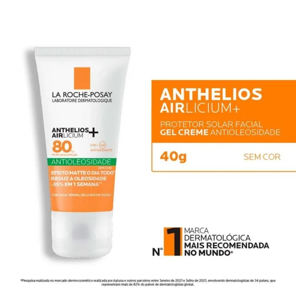 Protetor Solar Facial Antioleosidade La Roche-Posay Anthelios Airlicium+ FPS80 40g2 Protetor Solar Facial Antioleosidade La Roche-Posay Anthelios Airlicium+ FPS80 40g2