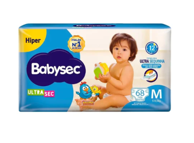 Fralda Descartável Babysec Ultra Sec Hiper M 68 Unidades